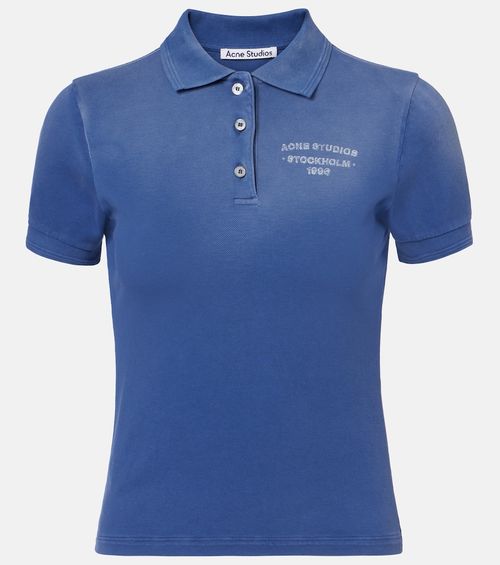Faded cotton-blend piqué polo shirt