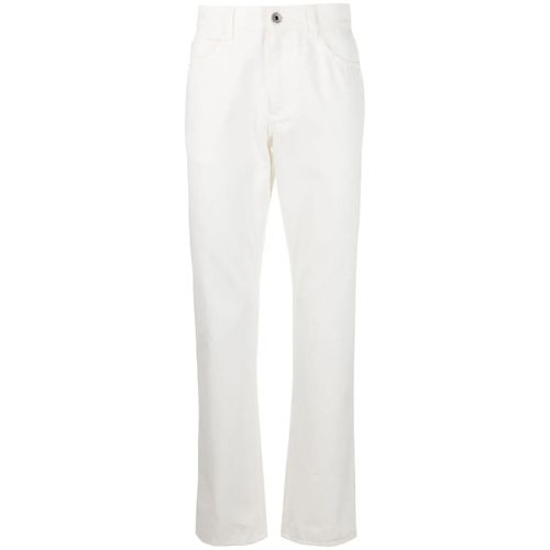Straight-Leg Logo Patch Jeans — White