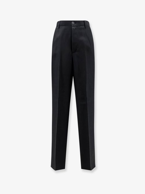 Viscose-Linen Wide-Leg Trousers — Black