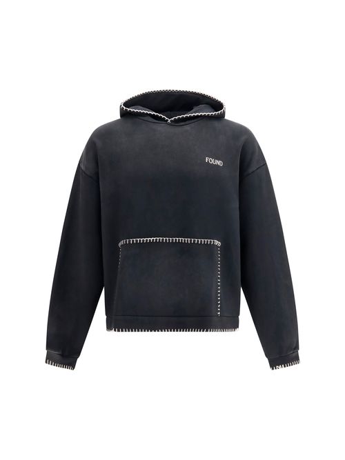 Stitch-Detailed Cotton Hoodie Sweatshirt — Black