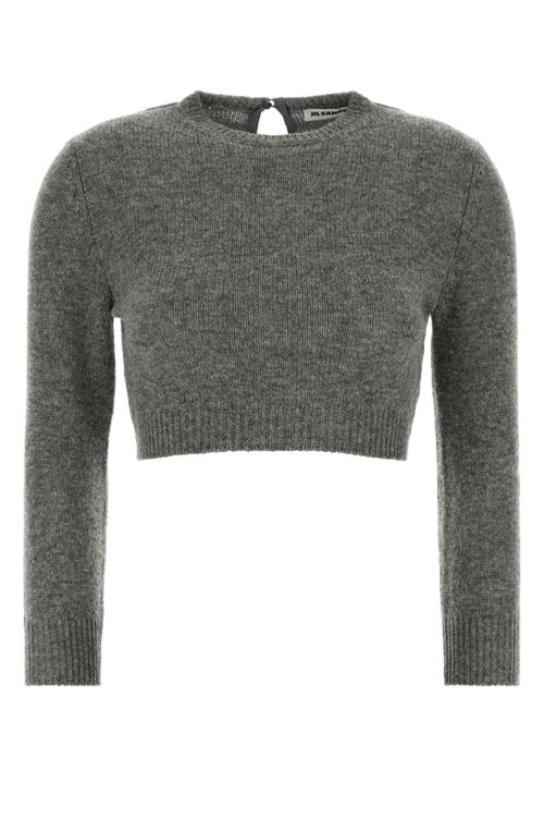 Wool Blend Crop Sweater — Gray