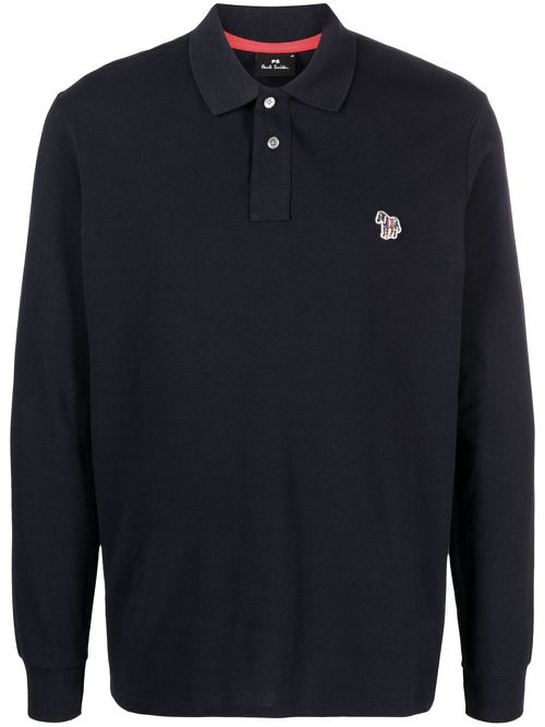 Logo-patch zebra polo shirt - Blue