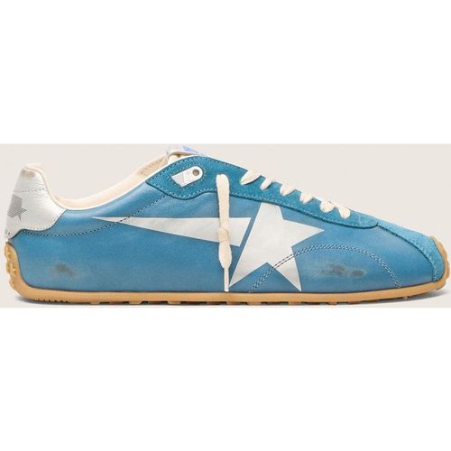 Golden Goose - Men's Marathon Speed In Blue Nappa With Printed Star And Silver Leather Heel Tab, Man