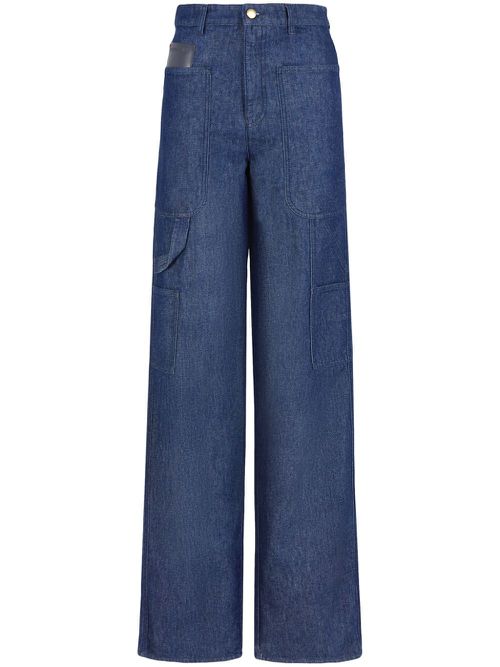 Multi-pockets wide-legged jeans - Blue