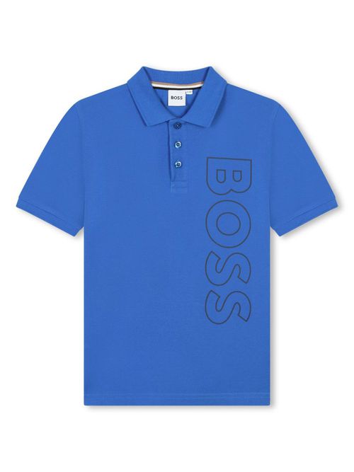 Logo-print piqué-weave polo shirt - Blue