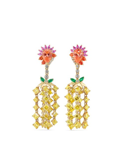 18kt yellow gold Pineapple multi-stone earrings