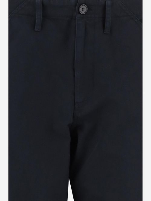Cotton with Check Details Cargo Pants — Navy