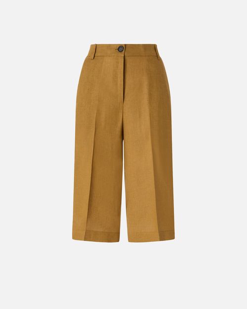 Linen Bermuda shorts with pressed pleat detail - 36