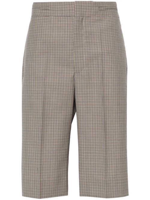 Houndstooth-pattern tailored shorts - Brown