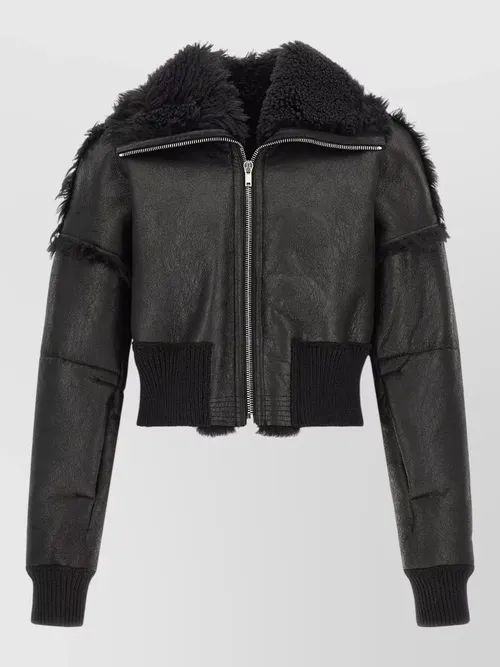 Rick Owens - cropped shearling collar bomber coat