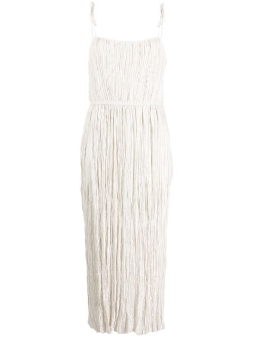 Ruched tie-strap maxi dress - Neutrals