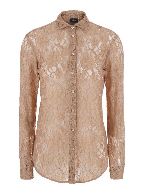 Lace Embroidered Shirt — Beige