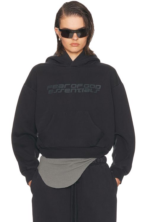 Fear of God ESSENTIALS Classic Hoodie in Vintage Black - Black. L also in M, S