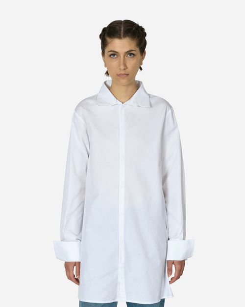 Wide Sleeved Stripy Poplin Shirt Off White