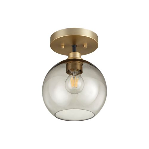 Clarion 1-Light Ceiling Mount in Textured Black w with Aged Bra