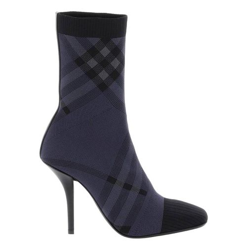 Dolman Check-Pattern Sock Ankle Boots