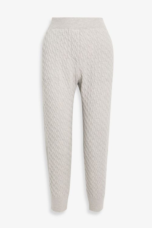 Cable-knit cashmere slim-leg pants - Gray - L