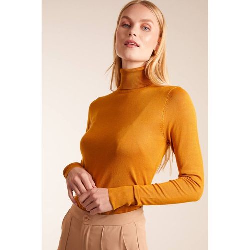 Blue Vanilla Women's Roll Neck Jumper in Mustard