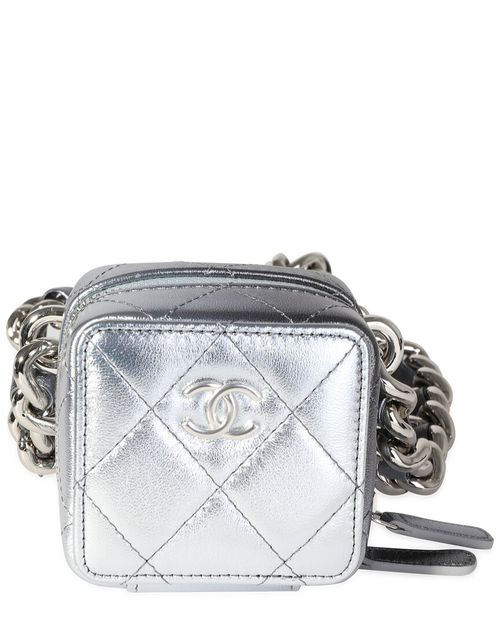Metallic Quilted Leather Coco Punk Clutch With Chain (Authentic Pre-  Loved)