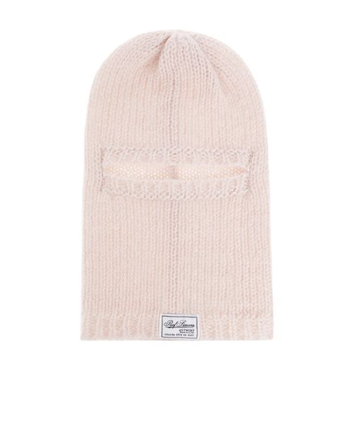 Knitted logo-patch balaclava hat