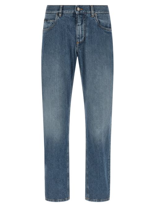 Stone-Washed Cotton Jeans — Blue