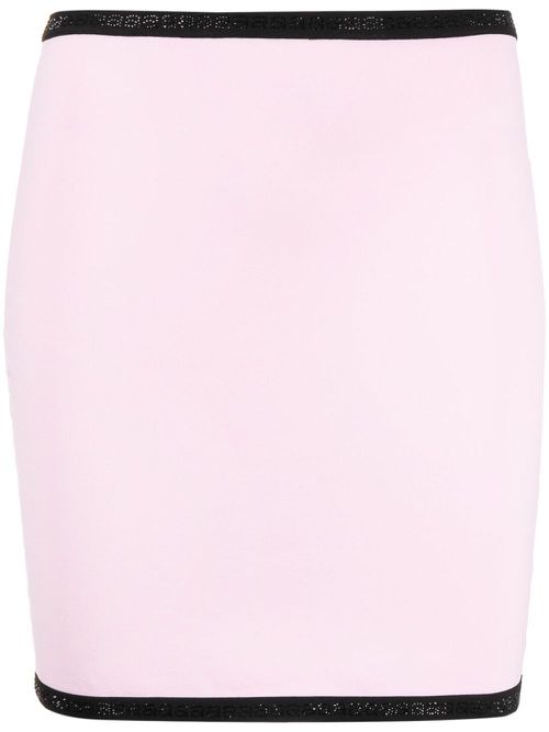 Crystal-logo-trim mini skirt - Pink