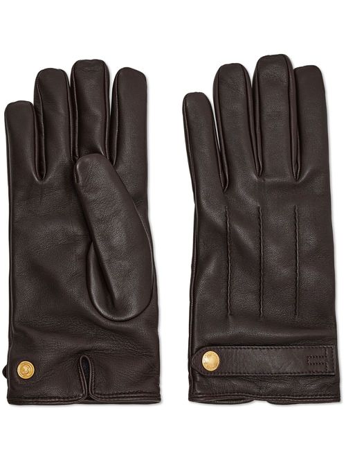 Leather cashmere-lining gloves - Brown