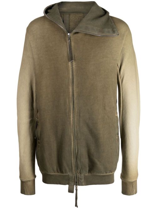 Zip-up cotton hooded jacket - Green