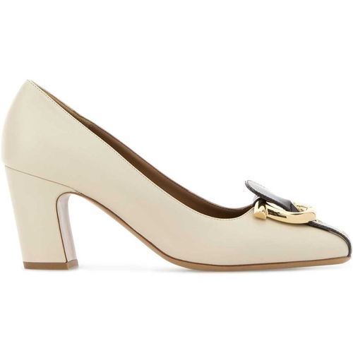 Salvatore Ferragamo Ivory Leather Oxide 70 Pump