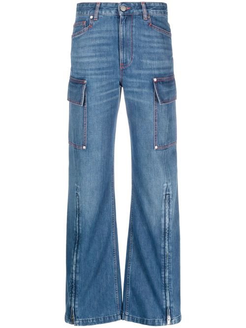 Ankle-zips wide-leg jeans - Blue
