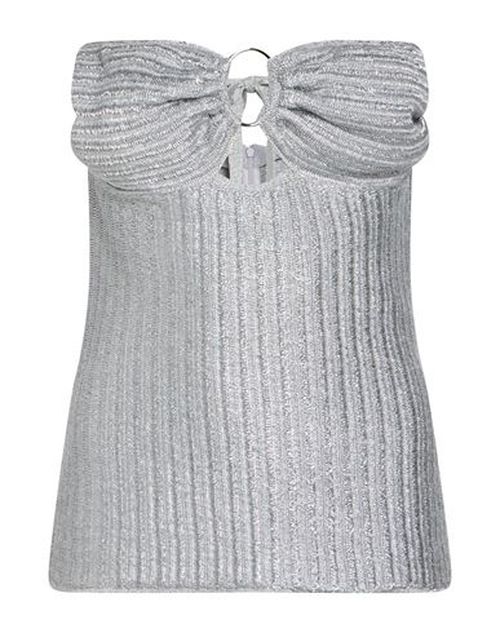 Woman Top Silver Size XS Cotton, Virgin Wool, Polyester