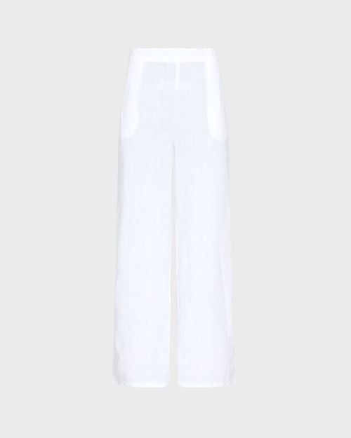 Women Linen Comfort Pants Solid - Pant - Louizon - White