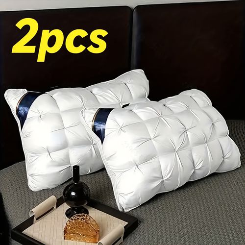 TEMU 1/2/4pcs Large -quality Bed Pillows, Neck Pillow - Ergonomic Support For Back/ Side/ Stomach Sleepers, White Standard Style Home & Hotel Use
