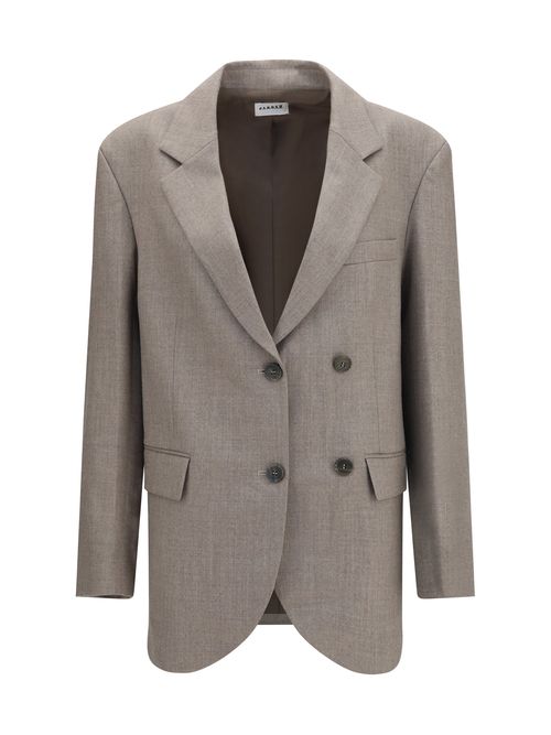 Virgin Wool Double-Breasted Blazer — Gray