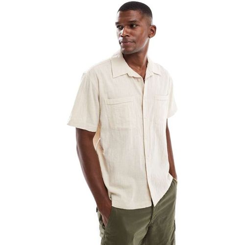Only & Sons Mens short sleeve resort collar shirt in beige - Stone