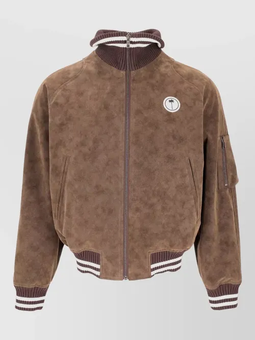 Palm Angels - tree logo caban jacket suede effect