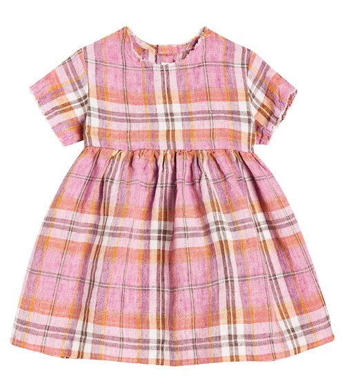Il Gufo Baby checked linen playsuit and dress set