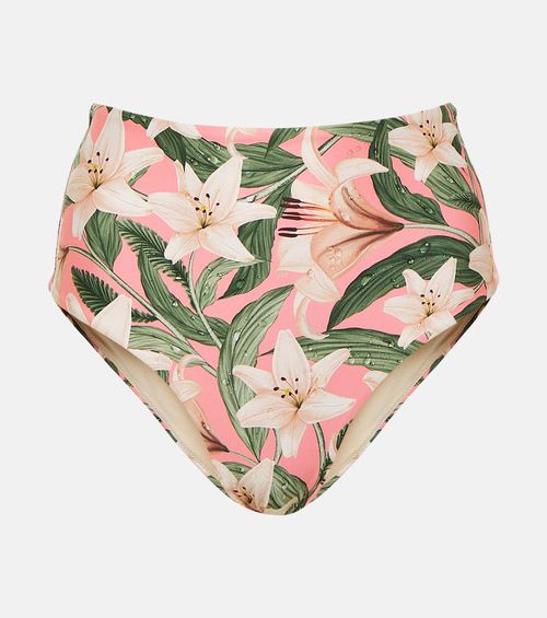 Magenta floral high-rise bikini bottoms