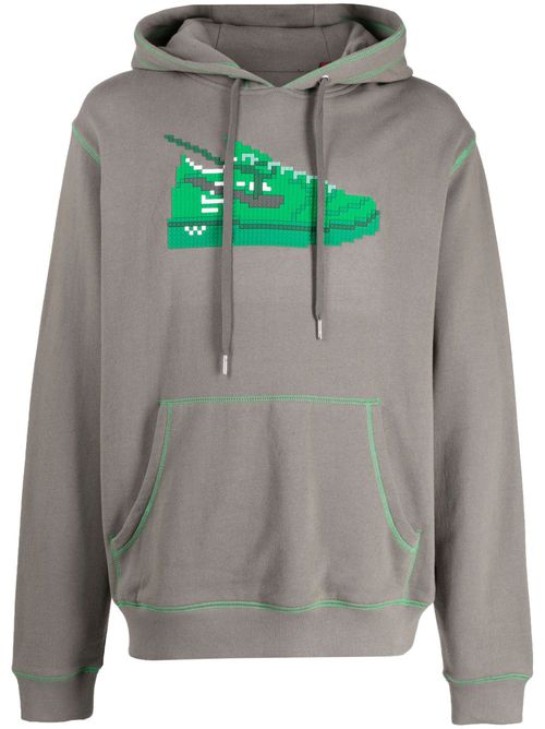 Sneaker-print cotton hoodie - Brown