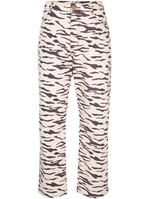 Tiger print straight trousers - Neutrals