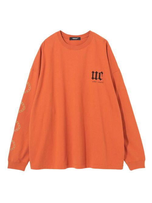 Chain-print long-sleeve T-shirt - Orange