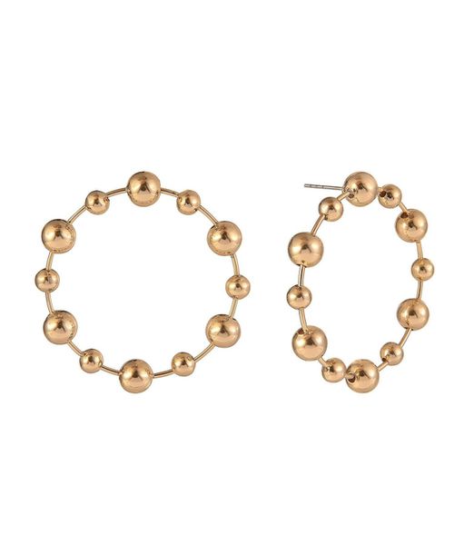 Gold Tone Ring Drop Earrings - Gold