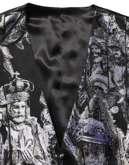Jacquard Single-Breasted Suit — Black