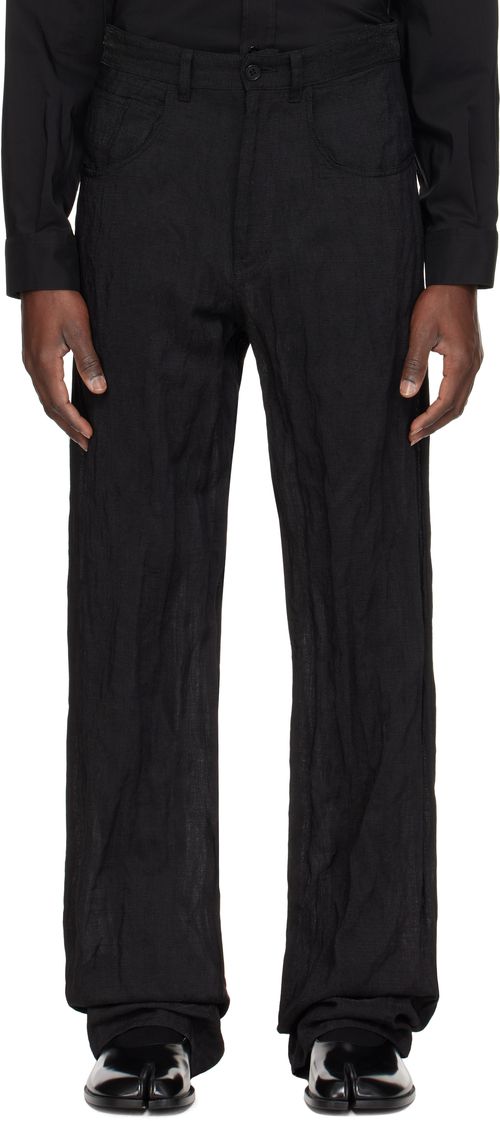 MM6 Maison Margiela 남성 블랙 메탈릭 스티치 슬랙스 251188M191002