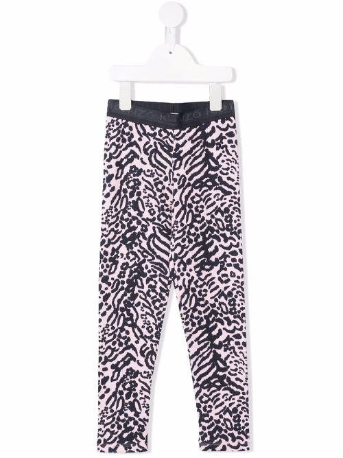 Animal-print cotton leggings - Pink
