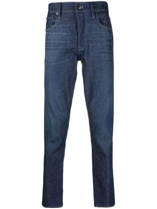 Straight-leg logo-embroidered jeans - Blue