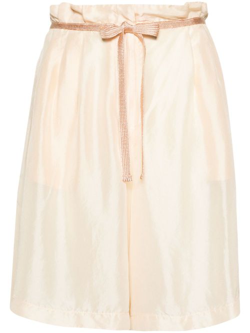 Wide-leg silk shorts - Neutrals