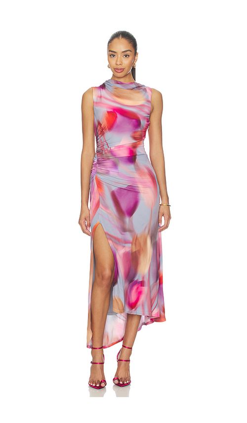 AMUR Kai Asymmetrical Dress in Pink,Purple. 0. Also , 2, 4, 6, 8