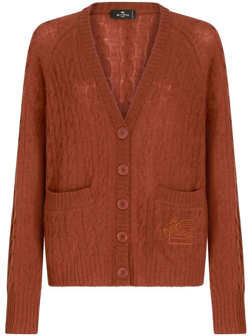 Cable-knit cashmere cardigan - Brown