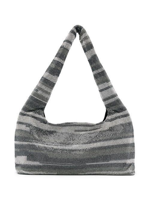 Armpit crystal-embellished mesh bag - Silver